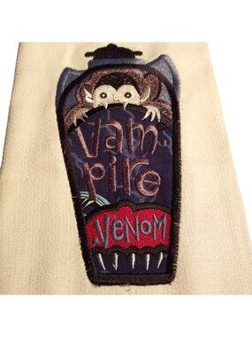 Kitchen Towels  Embroidered set of 2 White Vampire Venom 16" x 21"